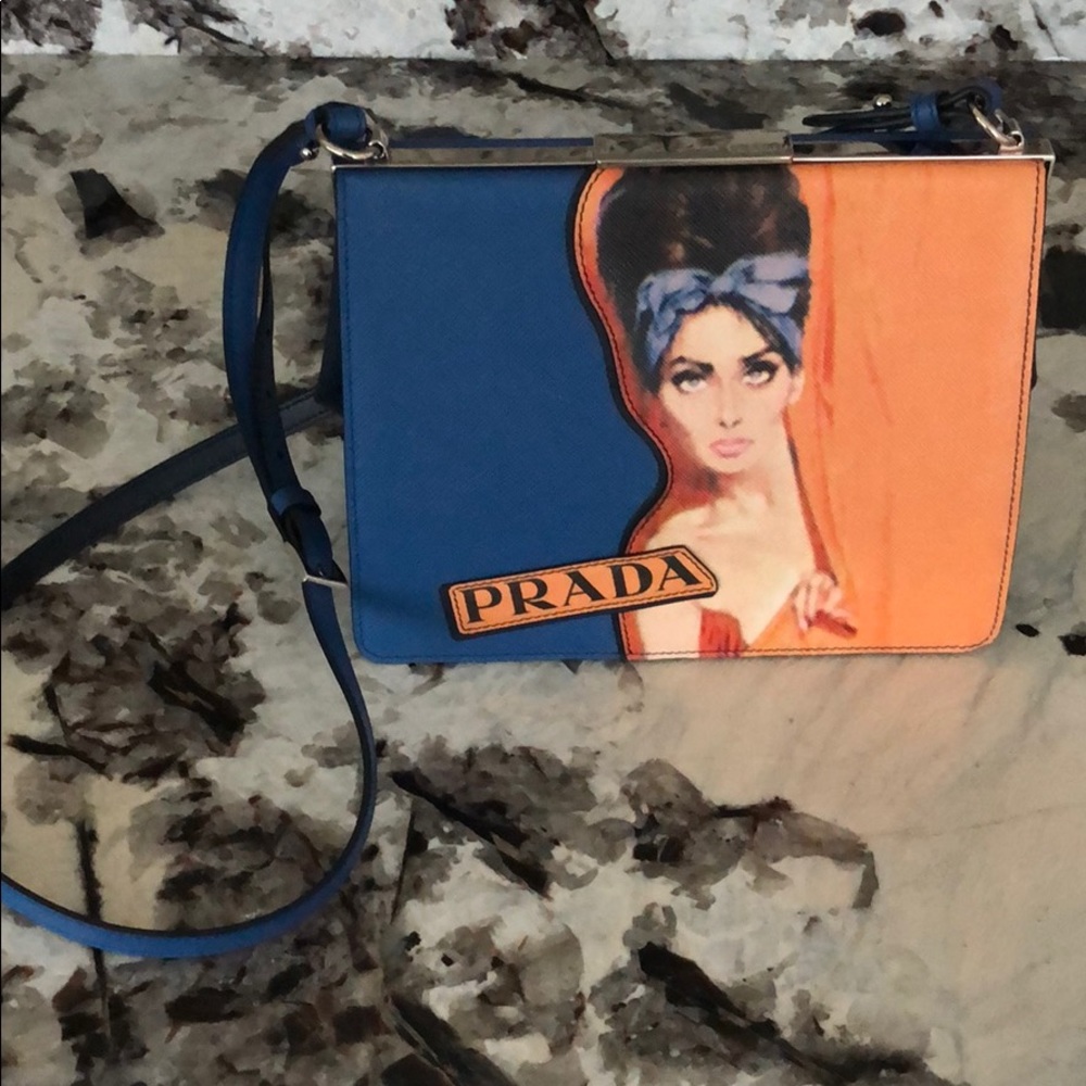 Prada 2017 saffiano patch frame bag